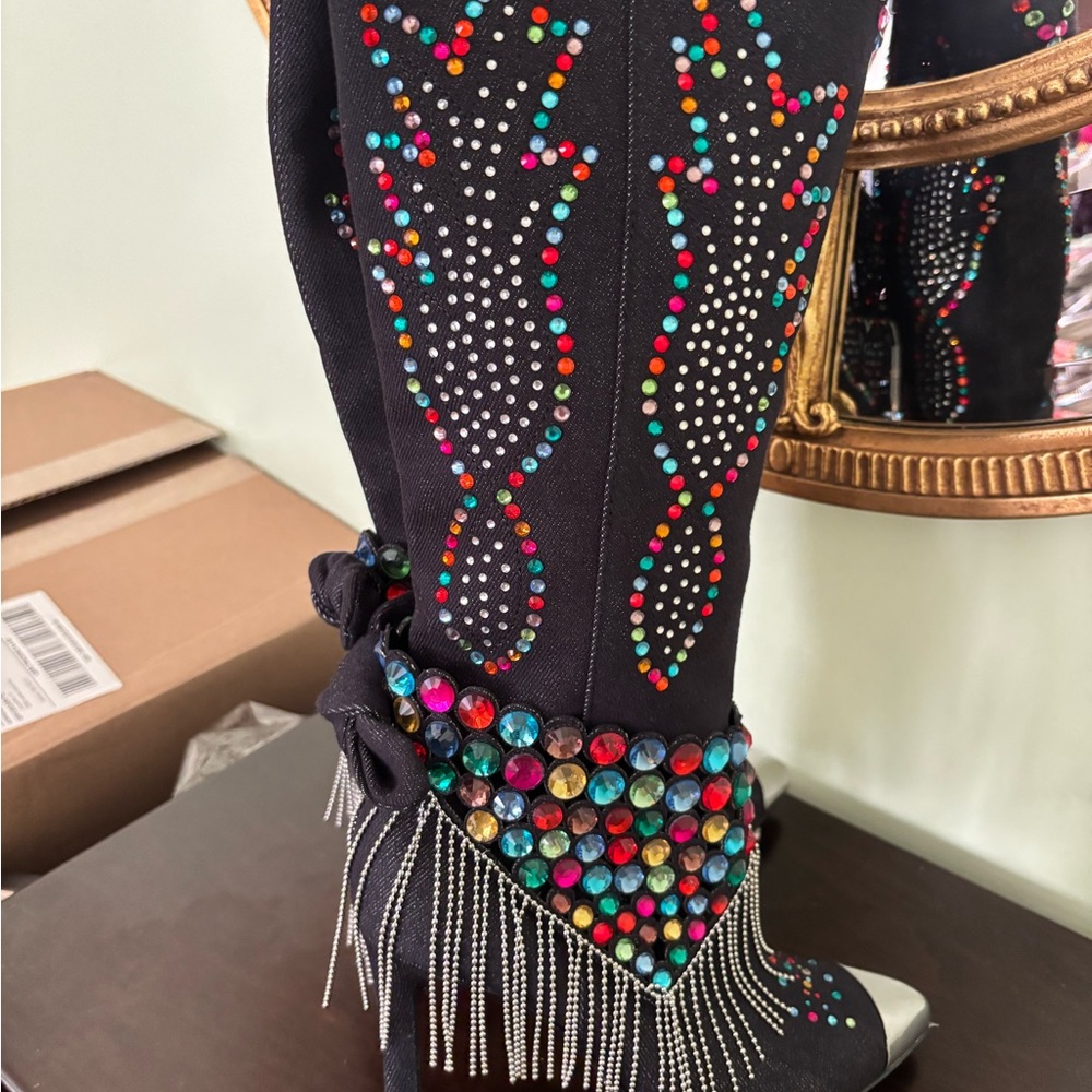 Gianni Bini Black Boots with Colorful Embellishments:new with tag/3 Sizes - Picture 8 of 11
